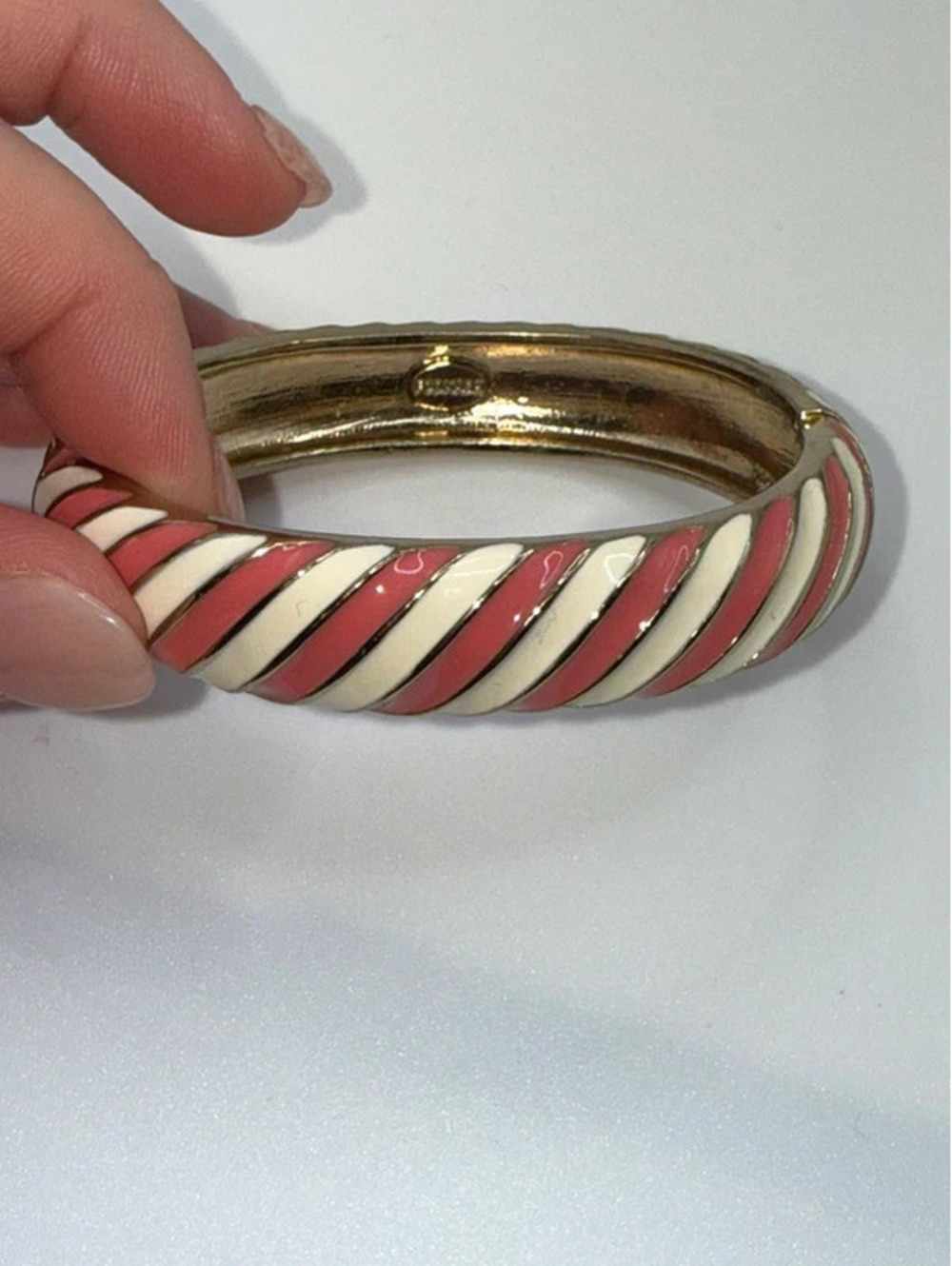 Fornash Pink+White Striped Cuff Bracelet